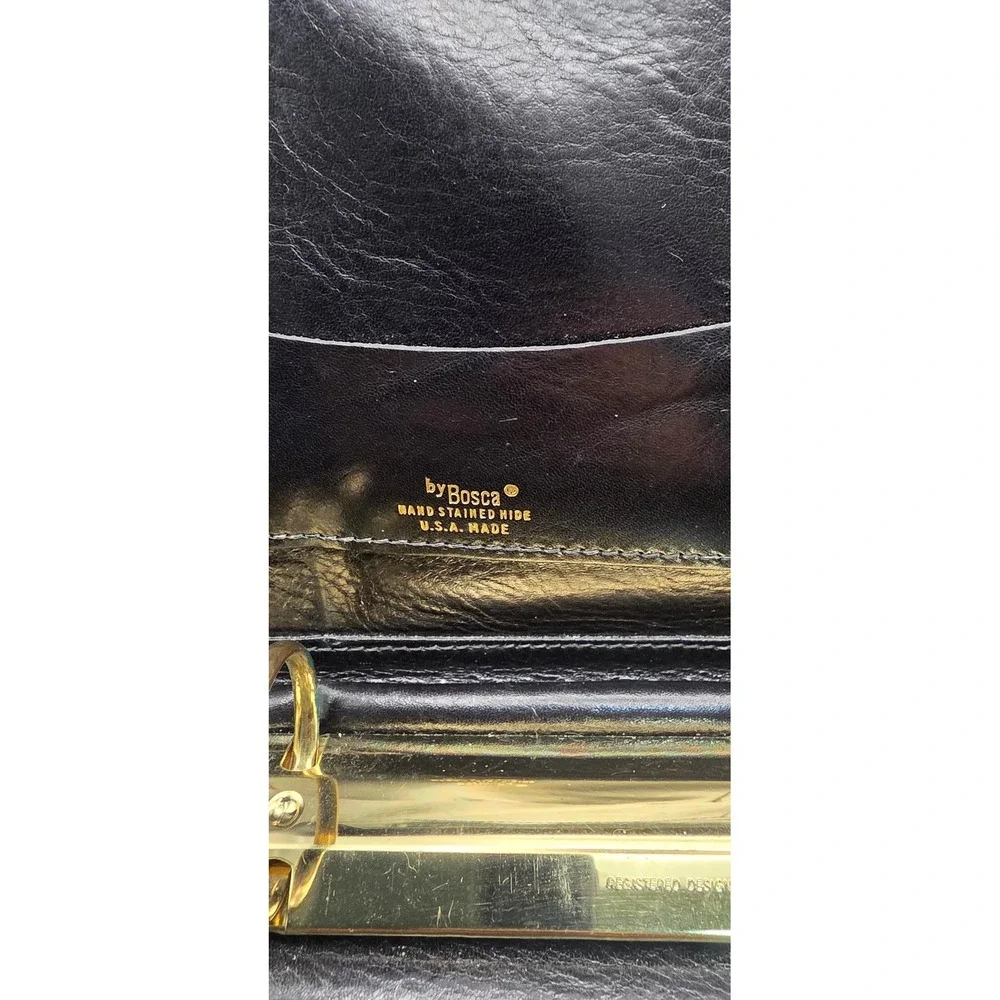 Bosca Hand Stained Leather 3 Ring Binder Portfolio Briefcase Black USA Made
